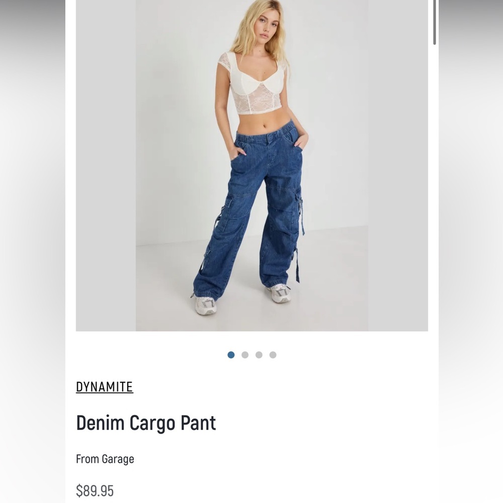 Garage denim cargo pants with straps
